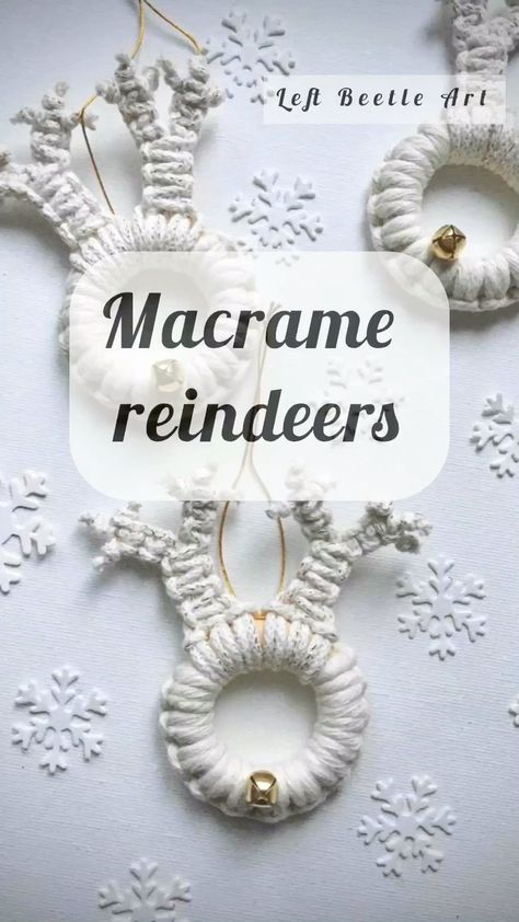 Do with me some macrame reindeers! :) • • • • #macrame #christmasdecorations #macramedecoration #diy #reindeer | Instagram Macrame Art Wall, Macrame Christmas Crafts Diy, Macrame Reindeer Ornament, Holiday Macrame Diy, Unique Macrame Ideas Diy, Macrame Xmas Ornaments, Macrame Santa Ornaments Diy, Macrame Holiday Decor, Macrame Gifts Diy Projects