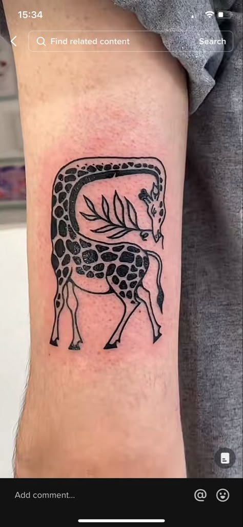 Giraffe Line Tattoo, Traditional Giraffe Tattoo, Giraffe Tattoo, Traditional Style Tattoo, 3 Tattoo, American Tattoos, Giraffe Art, Matching Cards, Old School Tattoo