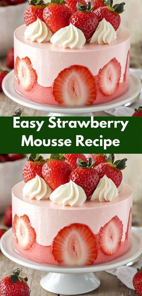 Craving a delightful dessert? This Strawberry Mousse Recipe is the perfect sweet treat for any occasion. It’s incredibly easy to prepare, making it a family-friendly favorite that everyone will love. Fruit Mousse Recipes, Strawberry No Bake Dessert, Strawberry Pudding Dessert, Healthy Strawberry Desserts, Bunco Desserts, Easy Strawberry Mousse, Healthy Strawberry Dessert, Strawberry Mousse Filling, Easy Strawberry Dessert