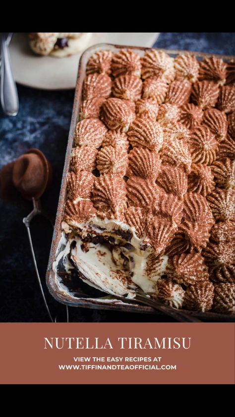 Tiramisu With Kahlua, Nutella Tiramisu Recipes, Nutella Trifle Desserts, Christmas Nutella Desserts, Nutella Recipes Dessert, Nutella Cake Recipes, Food To Make With Friends, Hazelnut Tiramisu, Xmas Desserts Recipes