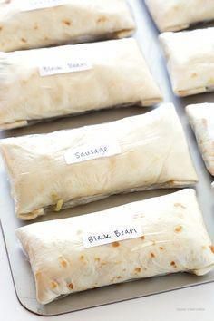 Easy breakfast idea for busy schedules. I love how I can just freeze them and then take them out when I need them! Easy recipe that's quick! Can modify to my current diet. Freezer Breakfast Burritos, Freezable Meals, Freezer Friendly Meals, Freezer Meal Planning, Freezer Food, Freezer Meal Prep, Burritos Recipe, Freezer Breakfast, Freezer Meal