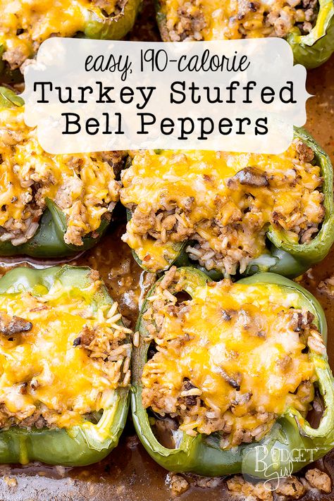 Stuffed Bell Pepper Meal Prep, Easy Turkey Stuffed Bell Peppers, Meal Prep Breakfast Ideas Low Calorie, Turkey Bell Peppers Stuffed, Low Calorie Meal Ideas For Dinner, Low Cal Stuffed Peppers, Low Calorie Bell Pepper Recipes, Low Fat Stuffed Peppers, Low Calorie Brown Rice Recipes