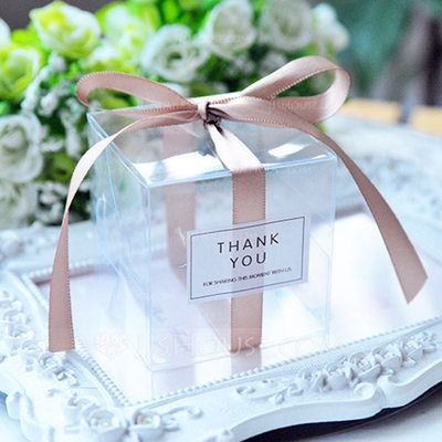 [£6.00] Creative/Classic Cubic Plastic Favor Boxes Diy Favor Boxes, Baby Shower Thank You Gifts, Rose Gold Ribbon, Wedding Favors And Gifts, Ribbon Candy, Favors Diy, Party Favor Boxes, Wedding Favor Boxes, Wedding Favors For Guests