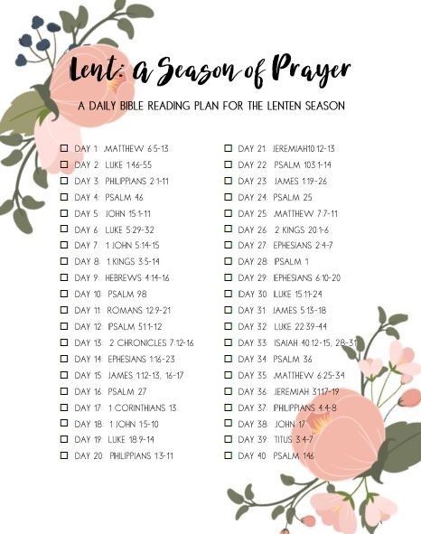 2018 Bible Reading Plan for Lent - a 40 day Bible reading plan. This year's theme is "Lent: A Season of Prayer." Printable Lent Calendar, 40 Days Bible Reading Plan, Bible Study For Lent, Lent Scripture Writing Plan, Lenten Bible Reading Plan, Lent Scripture Reading Plan, 30 Days Bible Reading Plan, Prayers For Lent Season, 40 Days Of Lent Challenges