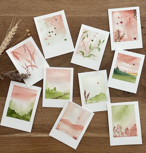 Part I / #polaroid #aquarelle Watercolor Polaroid Paintings, Watercolour Polaroid, Polaroid Watercolor, Watercolor Polaroid, Poloroid Pictures Ideas, Ideas Watercolor, Watercolor Spring, Pictures Ideas, Drawing Ideas