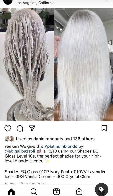 Redken Toner, Redken Blonde, Redken Formulas, Toner Formulas, Toner For Blonde Hair, Hair Formula, Barbie Blonde, Ice Blonde Hair, Redken Hair Color