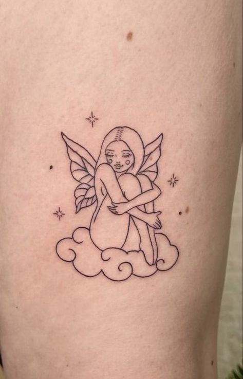 Small Tattoo Ideas On Arm For Women, Venus Tattoos For Women, Feminine Sleeve Tattoo Ideas For Women, Curvy Fairy Tattoo, Wymsical Tattoos, Simple Medium Tattoos, Libra Rising Tattoo, Cute Tattoos Arm, Small To Medium Tattoos