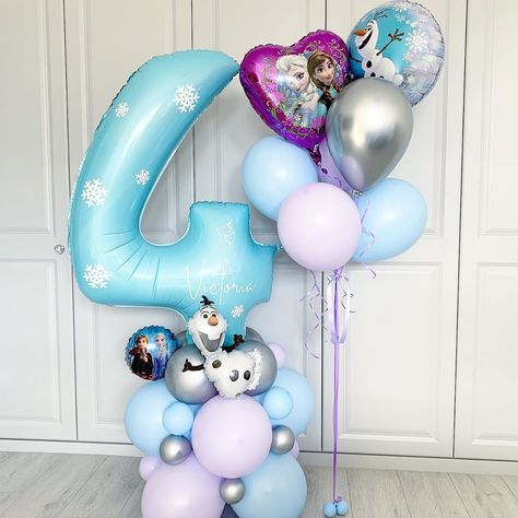 Frozen Balloon Decorations, Birthday Surprise For Husband, Frozen Themed Birthday Cake, Frozen Balloons, Frozen Birthday Party Decorations, Elsa Birthday Party, Frozen Decorations, Balloon Numbers, Deco Disney