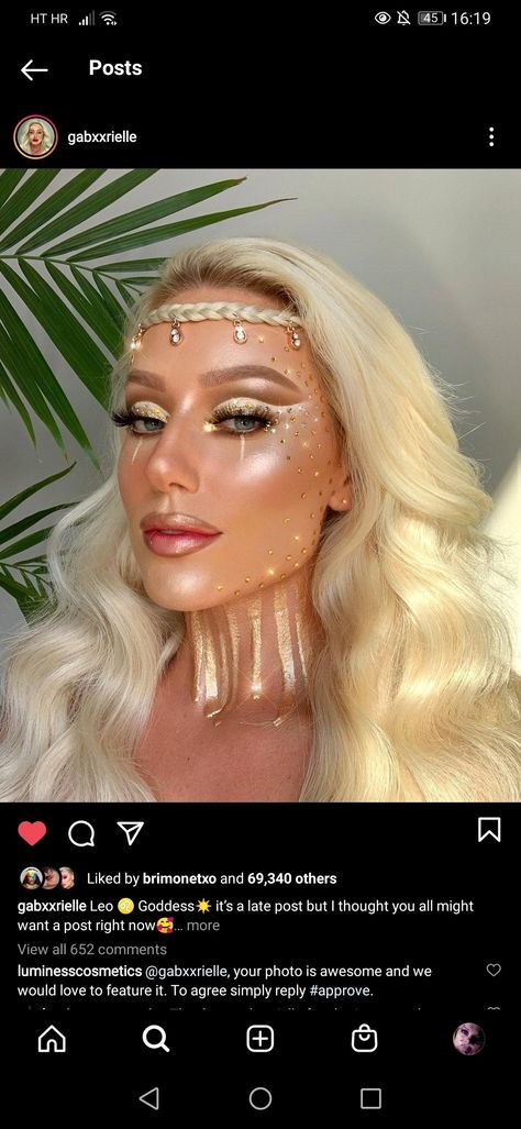 Goddess Custome Halloween, Godess Make Up Halloween, Sun Make Up Halloween, Golden Goddess Makeup Halloween, Grecian Goddess Makeup, Plus Size Goddess Costume, Greek Goddess Make Up Look, Golden Goddess Halloween Costume, Gaia Goddess Makeup