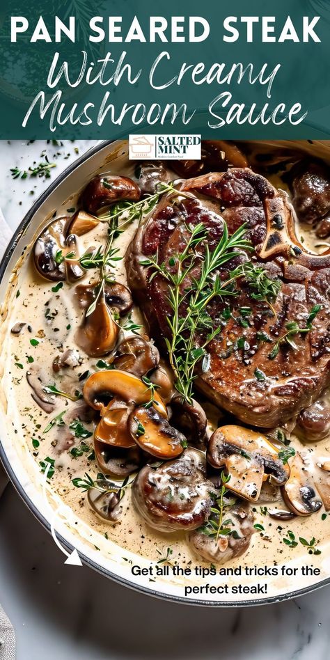 Indulge in the timeless elegance of Steak Diane, a classic steak recipe that combines the rich flavors of steak and mushrooms in a creamy sauce. Whether you choose sirloin or rib-eye, grilled or pan-seared, this dish is an easy yet sophisticated choice for any steak lover looking for healthy dinner ideas. Savory Steak Recipes, Best Rib Eye Steak Recipes, Sophisticated Dinner Recipes, Rosemary Steak Recipes, 5 Star Steak Dinner, Onion Gravy Smothered Steak, Beef Rib Eye Steak Recipes, Rib Eye Steak Dinner Ideas, Healthy Dinner Recipes With Steak