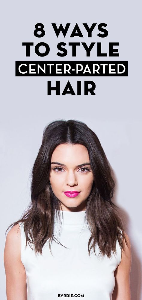 How to style center-parted hair like Kendall Jenner's Kendall Jenner Haircut, Center Part Hairstyles, Kendall Jenner Hair, Jenner Hair, Trendy We Fryzurach, Part Hair, Center Part, Tousled Waves, Hair Envy