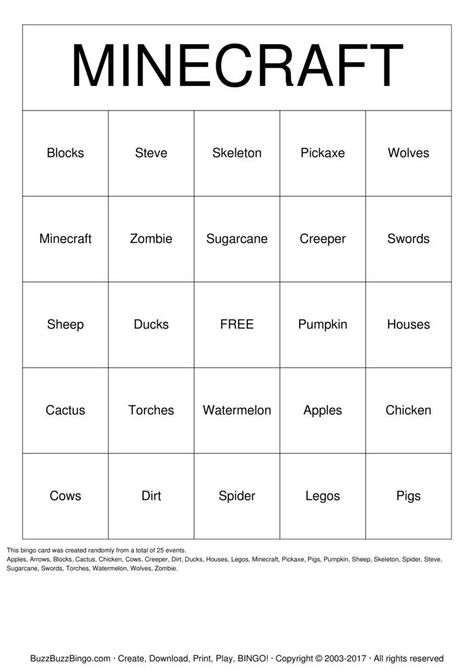 10 pages of Minecraft BINGO cards.  Each bingo card is completely unique and randomly generated on demand for you when you order.  Cards are packaged into a multiple page PDF which includes instructions and a randomized call sheet.  The PDF is electronically delivered to you via email.  A free 2 page sample PDF is available for a preview of your purchased bingo cards.  You may print these packs over and over again forever. Scentsy Bingo, Minecraft Bingo, Supernatural Birthday, Free Bingo Cards, Bingo Party, Shower Pics, Bingo Template, Tv Watching, Scentsy Party