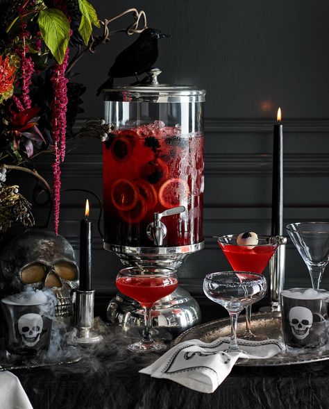 It’s never too early to start planning for halloween! Set a bewitching table with dark denizens, creepy critters, and a sprinkle of spooky sophistication. Hit the link in our bio to spookify your next soiree 🎃💀 Spooky Wine Glasses, Goth Tea Party, Spooky Charcuterie, Yea Party, Wine And Beer Fridge, Summer Cocktail Menu, Twilight Party, Halloween Tea Party, Halloween Bar