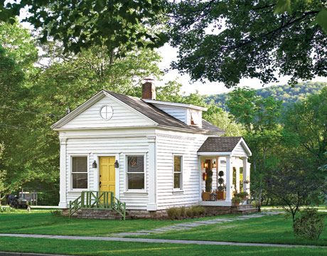 The Cottage Nest: Endings. And Beginnings. Yellow Door, Old School House, Quaint Cottage, Country Cottage Decor, Yellow Doors, Magnolia Market, Style Cottage, White Cottage, Little Cottage