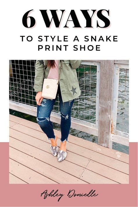 These snake print boots were an overall favorite on my social media channels but a lot of you are stumped on how to wear them! In this post, I'm showing you 6 ways to style them. If you're looking for spring outfit ideas and want to go with some funky snake print shoes, check this post out! Python Shoes Outfit, Snake Skin Ankle Boots Outfit, Snake Print Shoes Outfit, Snake Shoes Outfit, Snake Skin Shoes Outfit, Snakeskin Shoes Outfit, Animal Print Shoes Outfit, Loafers Outfit Women, Kitten Heels Outfit