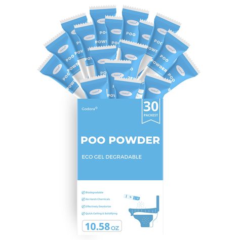 Godora 30 Packs ECO-Friendly Poo Powder, Portable & Fast-Absorbing Camping Toilet Chemicals, Rapidly Biodegradable Eco Gel fo Camping Hygiene, Eco Gel, Camp Toilet, Eco Friendly Toilet, Easy House Cleaning, Toilet Outdoor, Replace Toilet, Portable Toilet For Camping, Toyota Cruiser