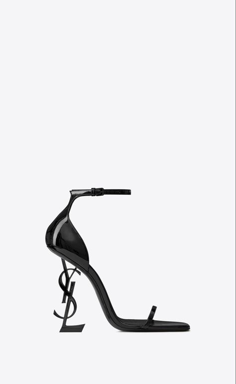 Opyum sandals in patent leather | Saint Laurent Saint Laurent Store, Dr Shoes, Ysl Heels, Chic Sandals, Sofia Coppola, Black Heel, Louis Vuitton Shoes, Metal Style, Marie Antoinette