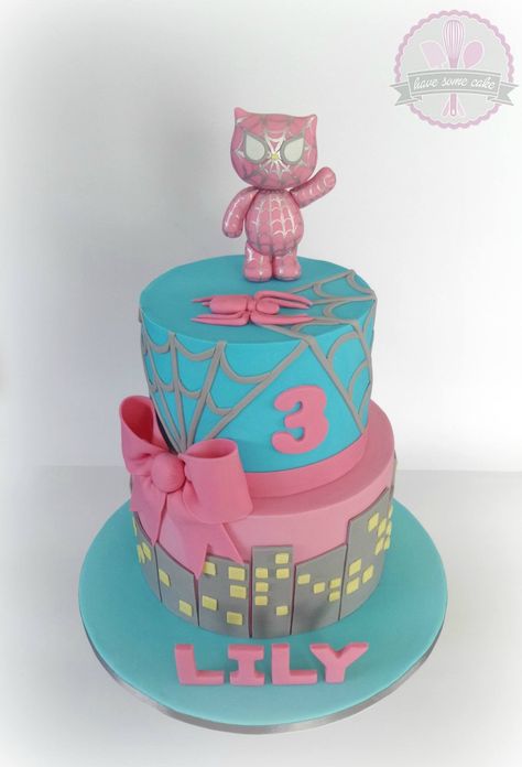 Girl Superhero Cake, Birthday Cake Hello Kitty, Kue Hello Kitty, Cake Hello Kitty, Supergirl Birthday, Superhero Cakes, Girl Superhero Party, Hello Kitty Birthday Party, Spiderman Birthday Party