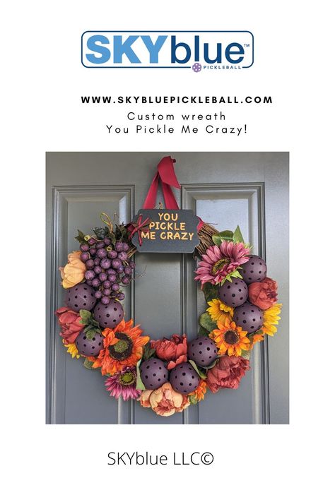 Pickleball Wreaths, Pickle Crafts, Pickleball Crafts, Pickleball Party, Fun Wreath, Wine Country, How To Make Wreaths, Pickleball, Wreaths For Front Door