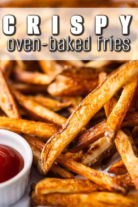 Oven Fries Recipe, Fries Recipe Oven, Oven Baked Chips, Fries Healthy, Oven Baked French Fries, Oven Baked Fries, Crispy Oven Fries, Steak And Chips, Crispy Chicken Burgers