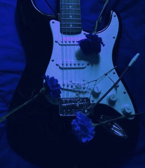 Blue Rock And Roll Aesthetic, Light Blue Guitar Aesthetic, Blue Edgy Aesthetic, Blue Aesthetic Guitar, Blue Popstar Aesthetic, Blue Bass Guitar Aesthetic, Blue Rockstar Aesthetic, Blue Rock Aesthetic, Blues Music Aesthetic