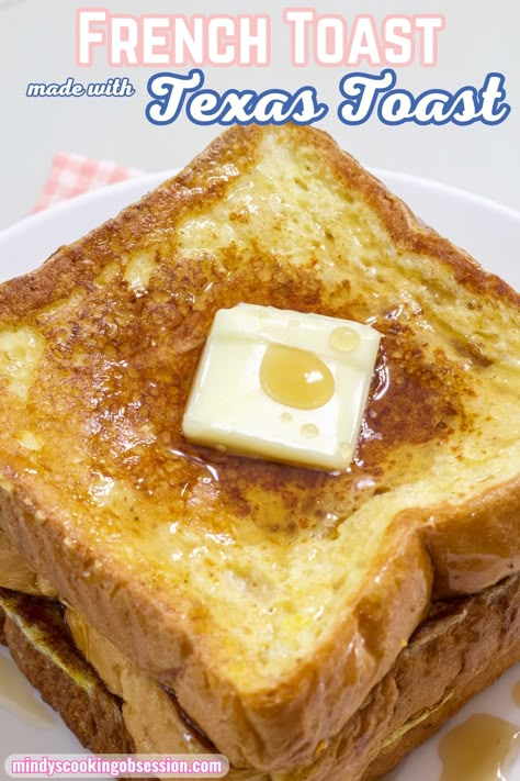 Try our easy 20-minute recipe for the best Texas French toast. Made with basic ingredients like Texas toast, eggs, milk, and vanilla. via @mindyscookingobsession French Toast Recipe With Texas Toast, The Best French Toast Recipe, Betty Crocker French Toast Recipe, Texas Toast Recipe Ideas, French Toast With Texas Toast, Texas French Toast Recipe, Texas Toast French Toast, Texas Toast Recipe, Texas French Toast