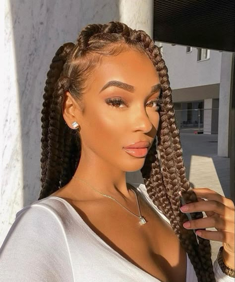 Braids Hairstyles For Black Women, Faux Loc, Mekap Mata, Cute Box Braids, Blonde Box Braids, Twisted Hair, Jumbo Box Braids, Box Braids Hairstyles For Black Women, Smink Inspiration