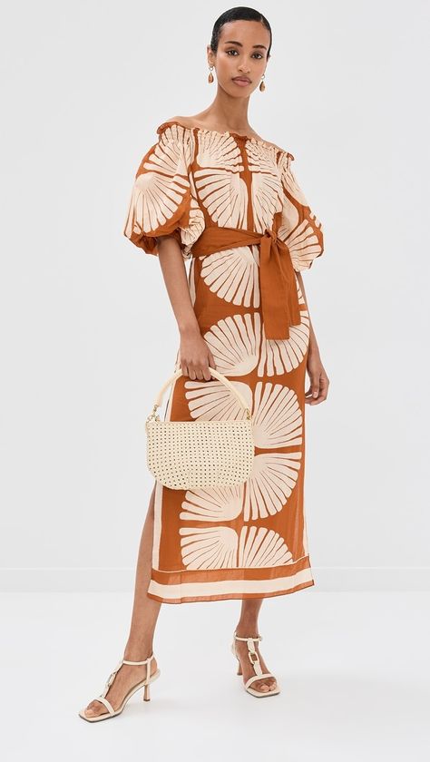 Johanna Ortiz Amazonia Peruana Ankle Dress | Shopbop Ecuador Fashion, Johanna Ortiz Dresses, Fashion Show Poster, Resort Dress, Resort Wear Dresses, Tropical Prints, Ankle Dress, Off Shoulder Dresses, Resort Dresses