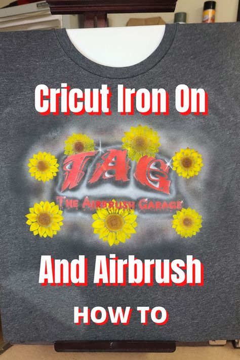 Cricut Iron On and Airbrush on a T-Shirt - How To. I show you how to prep the shirt properly to Iron On a decal cut from the Cricut and then Incorporate some Airbrush. Really cool and fun project. #cricut #airbrush #airbrushhowto #cricuthowto #heattransfervinyl Vinyl Shirts, Circuit Design, Diy Cricut, The Shirt, Heat Transfer Vinyl, Fun Projects, That Look, Cricut, Vinyl