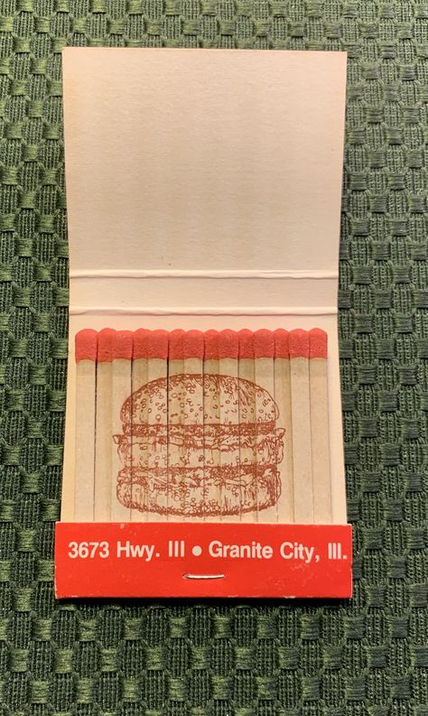 Restaurant Matchbook, Restaurant Merch, Mcdonalds Restaurant, Restaurant Matches, Diner Menu, Vintage Matchbooks, Mcdonald's Restaurant, Granite City, Vintage Diner