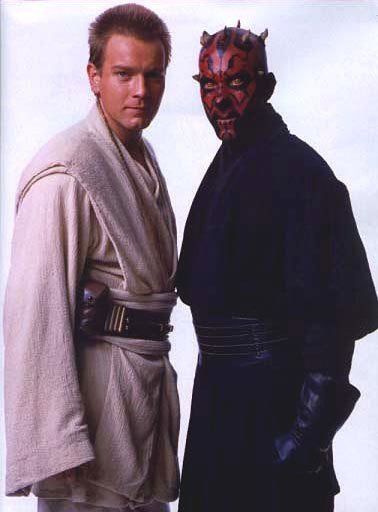 Before this, I'd never seen any picture with the two of these guys together without it being a pic of a lightsaber duel. Ray Star Wars, Lightsaber Duel, Couple Therapy, Star Wars Obi Wan, Phantom Menace, The Old Republic, The Phantom Menace, Ewan Mcgregor, Darth Maul