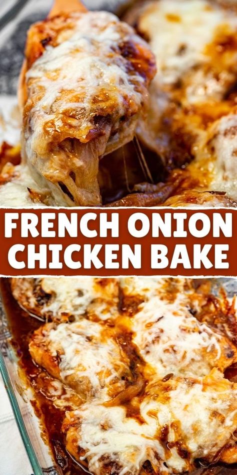 French Onion Chicken Bake, Onion Chicken Bake, Chicken Bake Recipe, Onion Soup Mix Recipe, Chicken Breast Recipes Baked, French Onion Chicken, French Onion Soup Recipe, Onion Soup Recipes, Chicken Bake