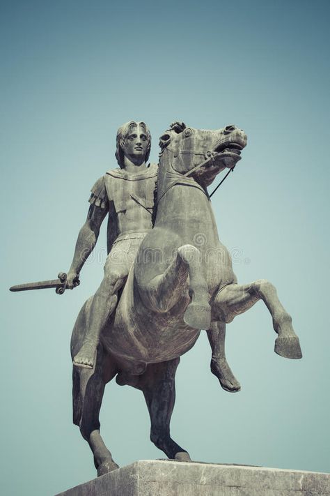 Statue of Alexander the Great in Thessaloniki, Makedonia, Greece royalty free stock photos Greece Sculpture, Ancient Greece Sculpture, Alexander The Great Statue, Alexander The Great, Great Leaders, Thessaloniki, Ancient Greece, Free Stock Photos, Photo Image