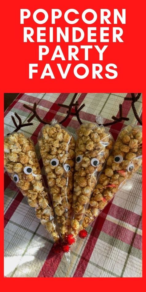 Christmas Popcorn Bags Ideas, Reindeer Goodie Bags For Kids, Reindeer Popcorn, Reindeer Treats For Santa, Rain Deer Poop Christmas Treats, Popcorn Reindeer Bags, Popcorn Treat Bags, Treat Bags For Kids, Pretzel Bags