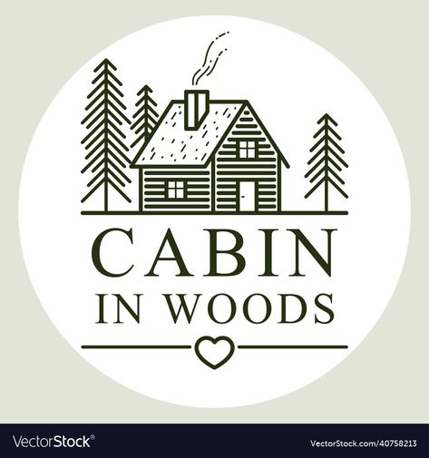 Log Cabin Cottage, White Log Cabin, Cabin In Woods, Line Art Logo, Vector Nature, Beauty In Nature, Cabin Cottage, Logo Beauty, Barn Style House