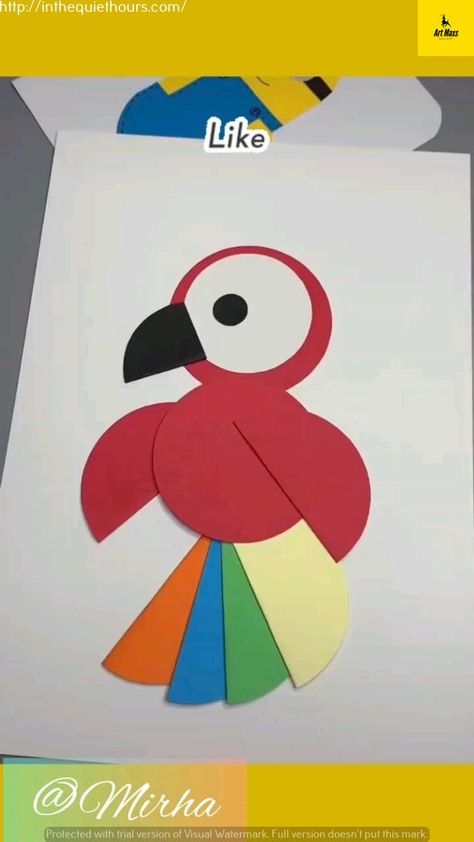 Bird Craft Preschoolers, Papagaj Drawing, Hand Work For School, Activities On Birds For Preschoolers, Birds Projects For Kids, Birds Diy Crafts, Paper Craft Bird, Easy Bird Crafts For Preschoolers, Animal Paper Crafts For Kids