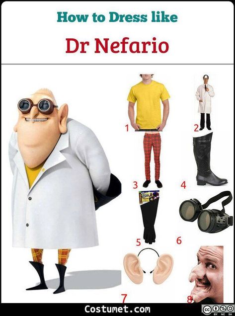 Dr. Nefario (Despicable Me) Costume for Cosplay & Halloween 2022 Despicable Me Costume Family, Dispical Me Characters Costumes, Dr Nefario Costume, Despicable Me Halloween Costume, Dr Nefario, Minion Dress Up, Office Costumes, Despicable Me Halloween, Gru Costume