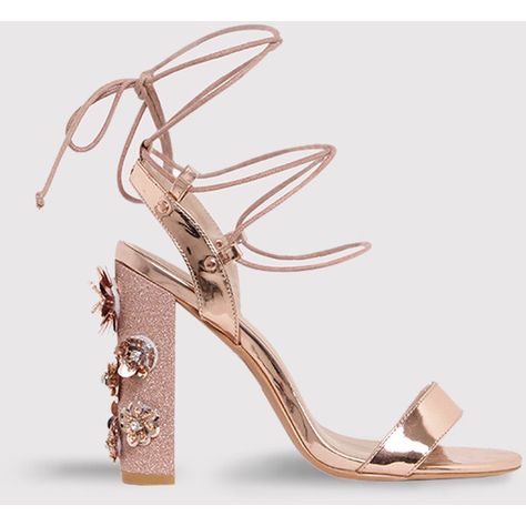 Evy Rose Gold Embellished Block Heeled Sandals ($45) ❤ liked on Polyvore featuring shoes, sandals, heels, pink, embellished heeled sandals, pink shoes, rose gold sandals, block heel shoes and pink heeled shoes Pink Heeled Sandals, Pink Block Heels, Pink Sandals Heels, Heel Sandals Outfit, Hak Tinggi, Rose Gold Shoes, Rose Gold Heels, Rose Gold Sandals, Gold High Heels