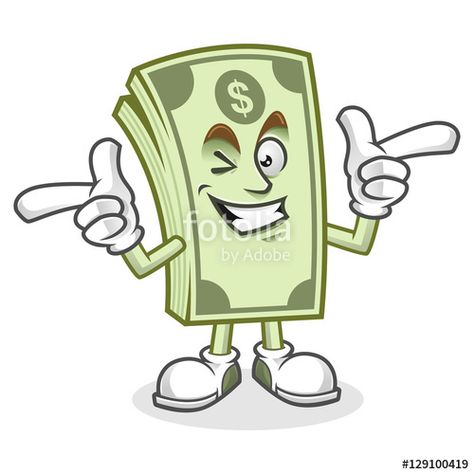 Vector: Funky Dollar bill mascot, Money character, Dollar cartoon Dollar Cartoon, Money Character, Cartoon Money, Up Arrow, Handbag Women, Dollar Bill, Cartoon Images, Cartoon Character Design, Money Bag