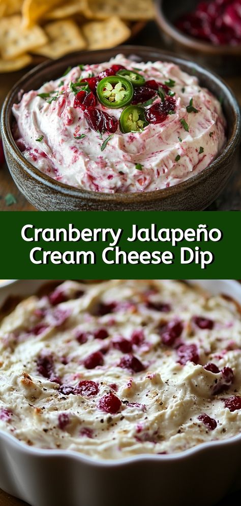 Craving a bold and unique appetizer? Whip up this delightful Cranberry Jalapeño Cream Cheese Dip! A perfect blend of sweet cranberries and spicy jalapeños, this creamy dip brings a burst of flavor to every bite. Ideal for holiday gatherings or family snacking, it's an easy dish that will impress guests and spice up any occasion. Discover the joy of mixing sweet and spicy with this must-try recipe, perfect for women who adore experimenting with their culinary creations. Enjoy a festive treat that's irresistible and simple to make! Sweet Jalapeno Cream Cheese Dip, Cranberry Holiday Dip, Fresh Cranberry Salsa With Cream Cheese, Cranberry Christmas Appetizers, Dip For Brunch, Cranberry Jalenpo Cream Cheese Dip, Creamy Cranberry Jalapeno Dip Costco, Jalapeños Cranberry Dip, Polish Rose Dip