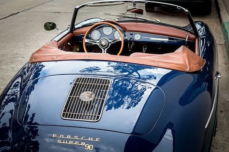 Blue Porsche 356 Convertible Super 90 Porsche 356 Convertible, Cayman Porsche, Porsche Girl, Porsche 356 Speedster, 356 Speedster, Interior Vintage, Vintage Porsche, Vw Porsche, Cars Vintage