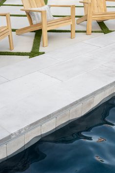 The McGee Home Pool - Studio McGee Pool Deck Materials, Stamped Concrete Pool Coping, Sandblasted Marble Pool Deck, White Waterline Tile Pool, Pool Tile Inspiration, Pool Material Ideas, Neutral Pool Tile Ideas, Modern Pool Tile Ideas Waterline, Studio Mcgee Pool