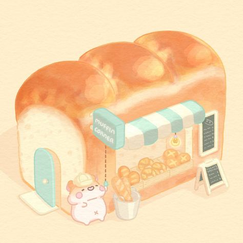 Bread Shop, Shop Opening, Cute Food Drawings, Please Stay, Cute Animal Drawings Kawaii, Cute Simple Wallpapers, Cute Kawaii Drawings, Game Inspiration, Youtube Art