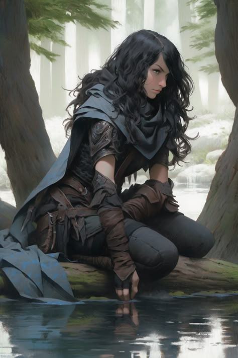 D&d Character Ideas Female, Wood Elf Ranger Female Dnd, Female Ranger Outfit, Female Ranger Dnd, Gloom Stalker Ranger, Human Female Dnd, Female Fighter Dnd, Female Druid Dnd, Traveler Character Design