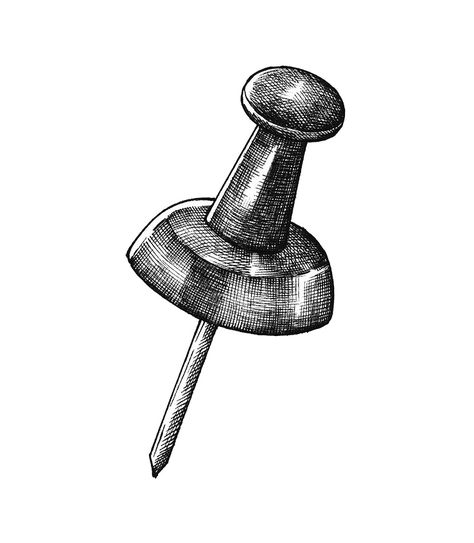 Hand-drawn pushpin illustration | free image by rawpixel.com Simple Objects To Draw, Thumbtack Drawing, Pin Sketch, Biro Sketches, Place Drawing, Drawing Pin, Hand Drawn Map, Drawn Map, Hand Images