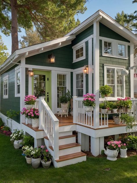 Cute Small Houses, Cute Cottages, Tiny House Loft, Tiny Home Ideas, Dream Cottage, She Sheds, Small Cottage, Tiny House Cabin, Cute House