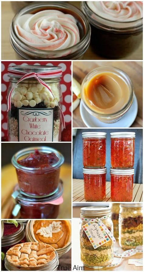 Food In Jars Gifts, Decorating Jelly Jars For Gifts, Christmas Cookie Jar Ideas, Jam For Christmas Gifts, Edible Gifts In A Jar, Mason Jar Desserts Gifts, Easy Jar Gifts, Jarred Christmas Gifts, Savory Gift Ideas