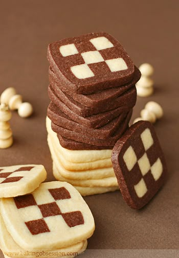 Checkerboard Cookies | Baking Obsession Checkerboard Cookies, Sweet Board, Icebox Cookies, Easy Cookies, Chess Pieces, Cookie Desserts, Cookie Cake, Yummy Cookies, No Bake Cookies