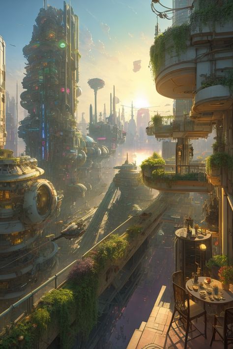 Solar Punk City Concept Art, Nature City Fantasy Art, Solarpunk Aesthetic City, Fantasy Solarpunk, Nature And Technology Art, Solarpunk Town, Solarpunk Wallpaper, Solarpunk Apartment, Solarpunk Lunarpunk