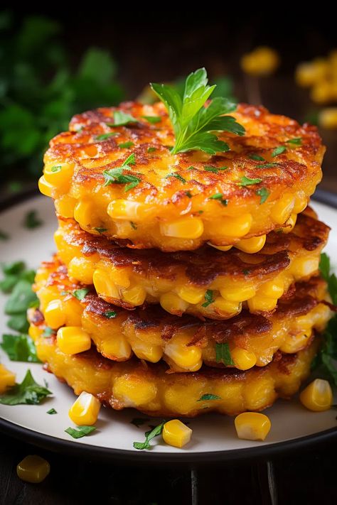 Cheesy Corn Fritters - That Oven Feelin Creamed Peas, Facebook Recipes, Cheesy Corn, Custard Cake, Corn Fritters, Meatloaf Recipes, Lemon Blueberry, Vegetarian Cheese, Smoked Paprika